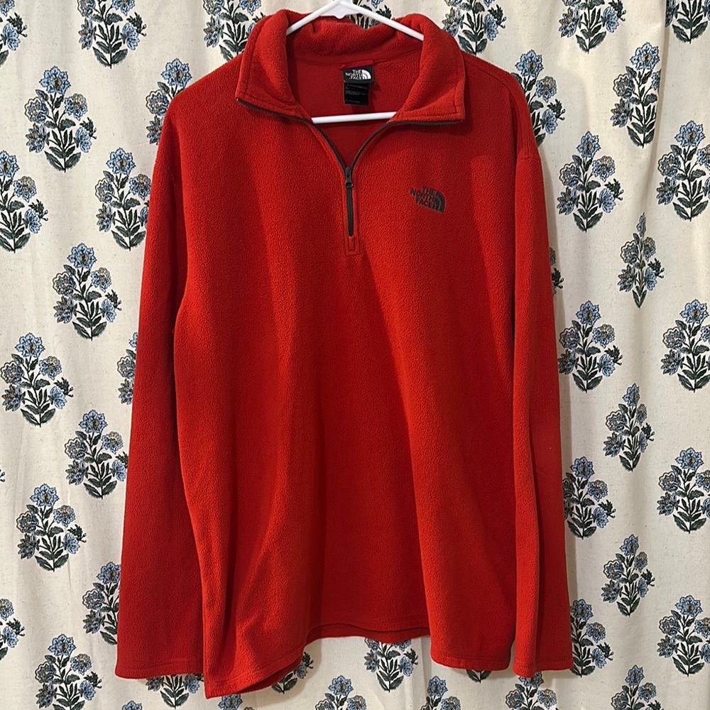 The North Face Red Quarter Zip Up Sweater Vibrant Fleece Size XL Extra Large